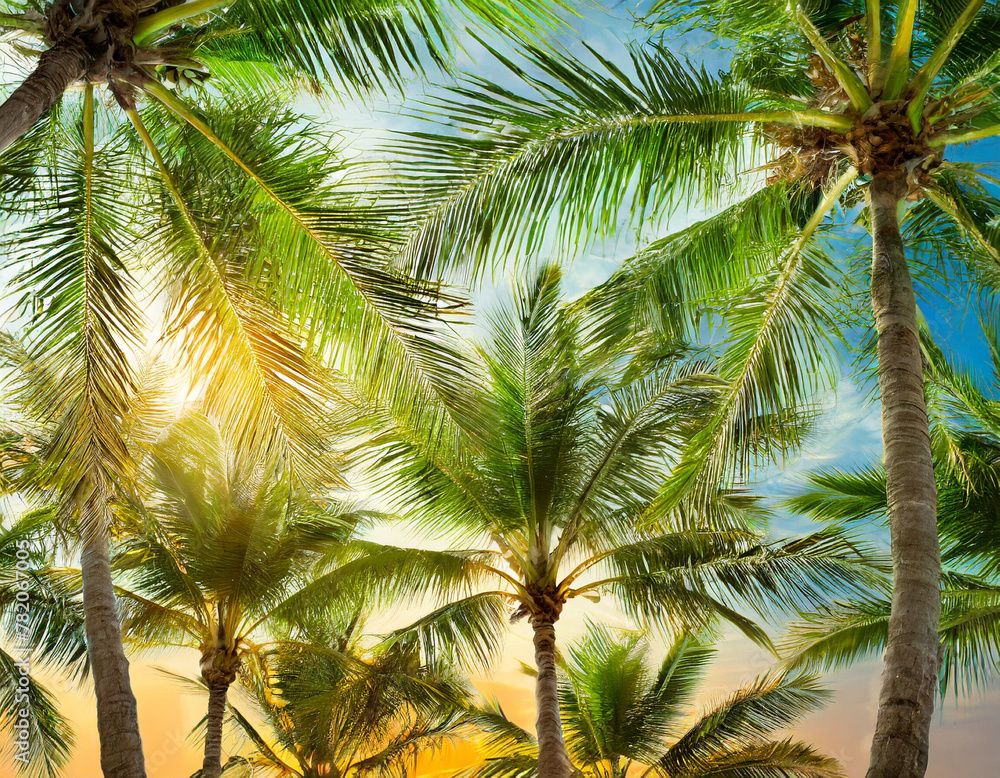 Fototapeta premium palm tree blue sky background