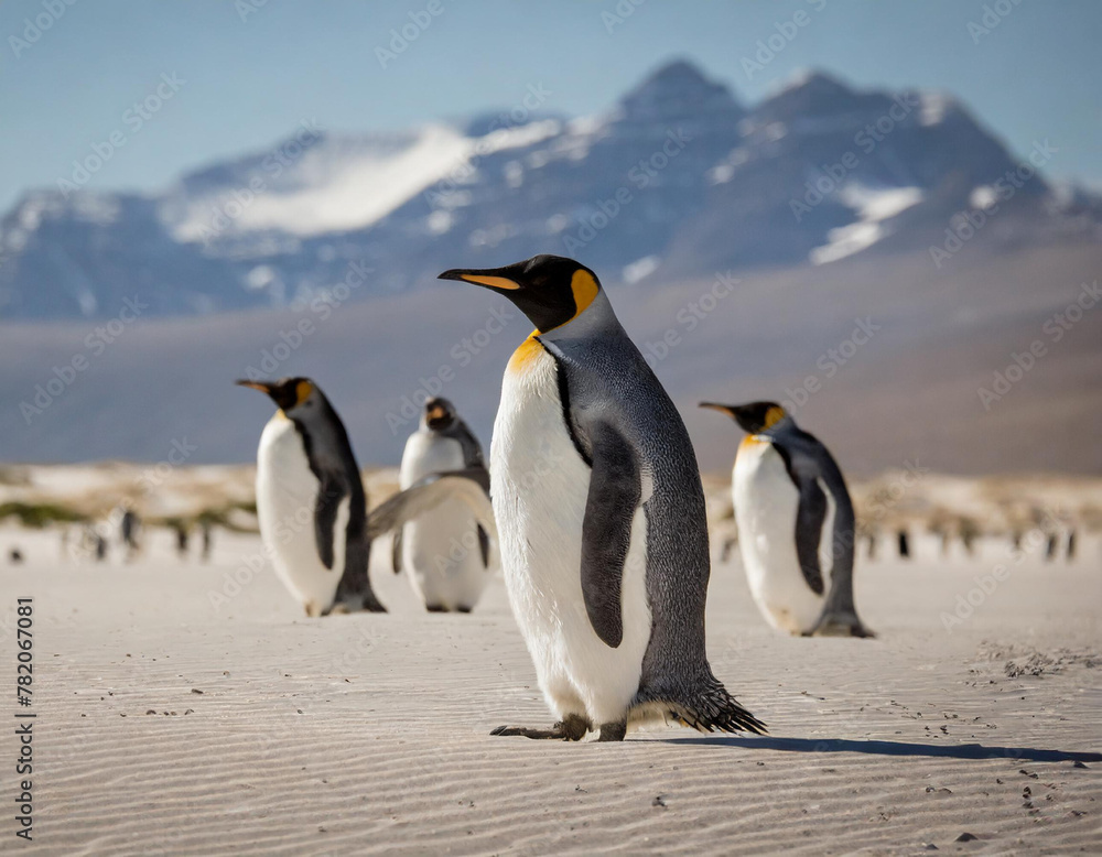 Fototapeta premium climate change concept penguins in the desert