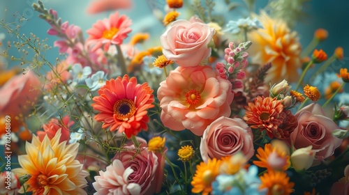 Vibrant Summer Floral Arrangement Generative AI