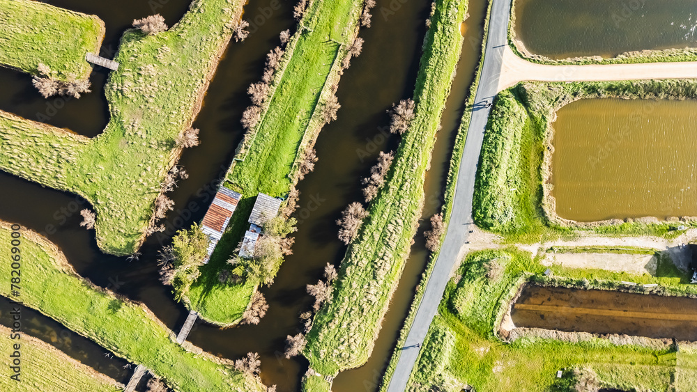 drone view of the salt marshes of Ile d Olonne, Vendee, France