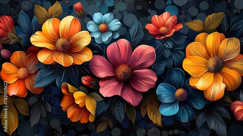 Vibrant Floral Bloom Showcase Generative AI