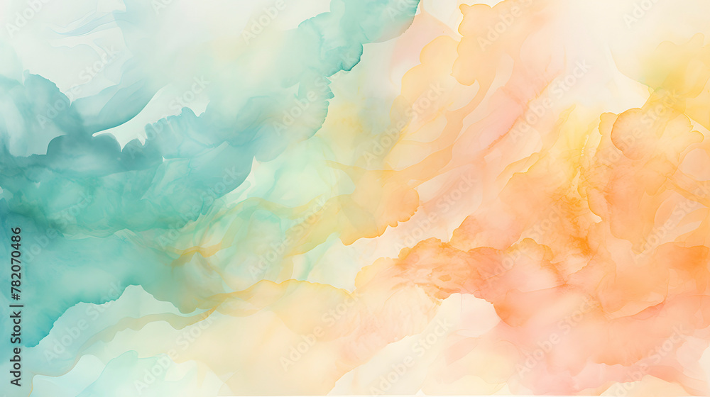 Artistic orange and green watercolor paint abstract graphic poster web page PPT background