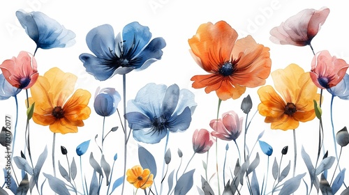 Vibrant Watercolor Floral Illustrations Generative AI