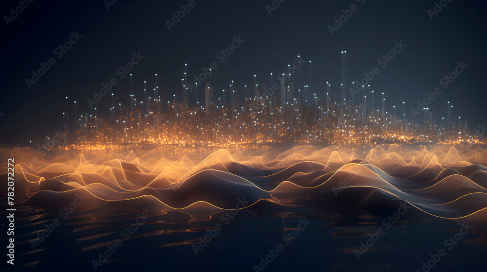 Digital technology energy waves curve abstract poster web page PPT background