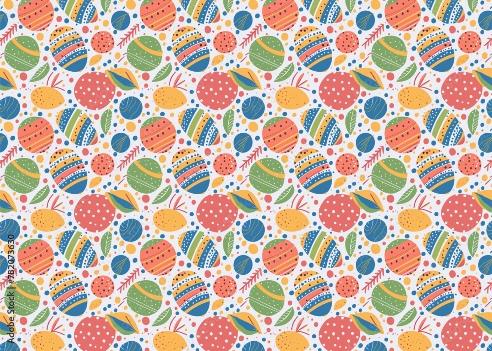 Boho style bright lines and dots with organic leaves shape pattern vector poster