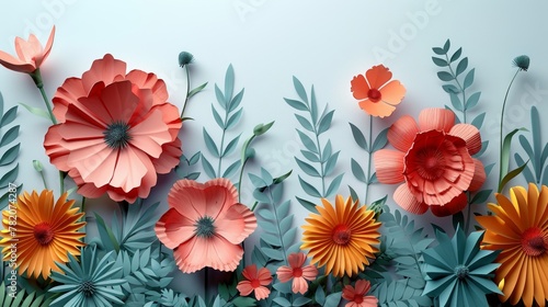 Vibrant Paper Art Floral Composition Generative AI © Alexander