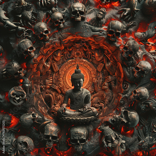 Ancient Buddhism T-Shirt Vinly Movie Poster Cover Printable 3D Render