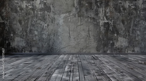 Room interior with floor and cement wall background