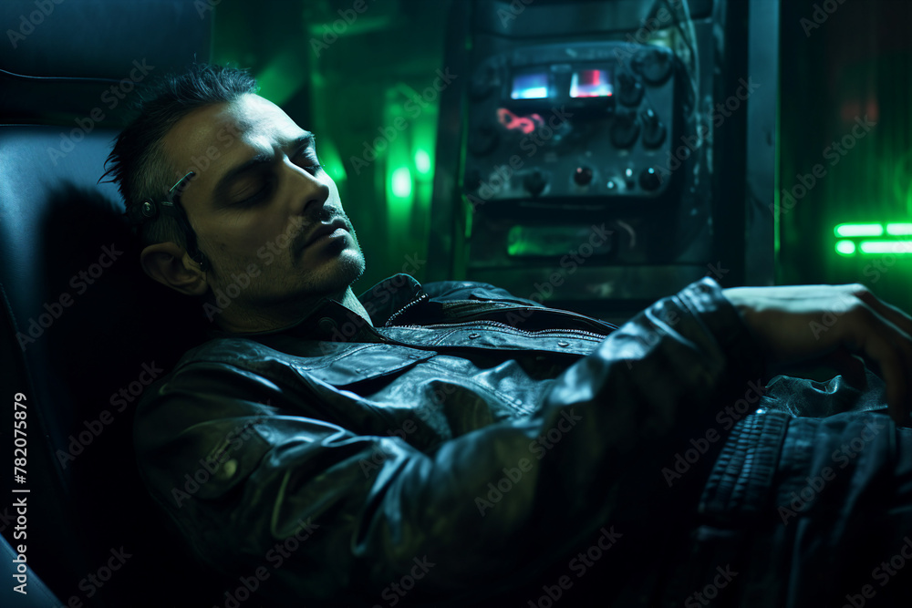 Portrait of a sci-fi cyberpunk person futuristic man from the future cyberpunk Generative AI Portrait of a sci-fi cyberpunk person futuristic man from the future cyberpunk Generative AI