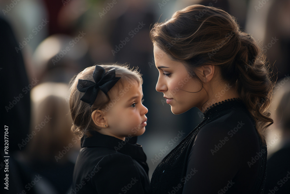 Relatives making Funeral ceremony Scene with coffin in church mourning generative AI Relatives making Funeral ceremony Scene with coffin in church mourning generative AI