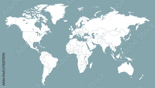 Fototapeta Naklejka Na Ścianę i Meble -  World map. Modern color vector map. Silhouette map.	