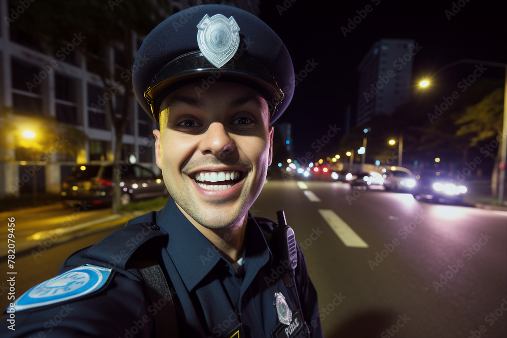 Fictional person Police man woman made with Ai generative technology serious face expression Fictional person Police man woman made with Ai generative technology serious face expression
