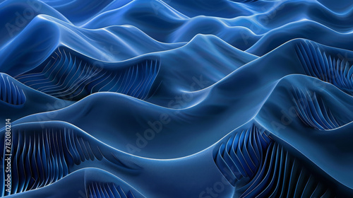 Abstract Blue Waves Digital Landscape Art