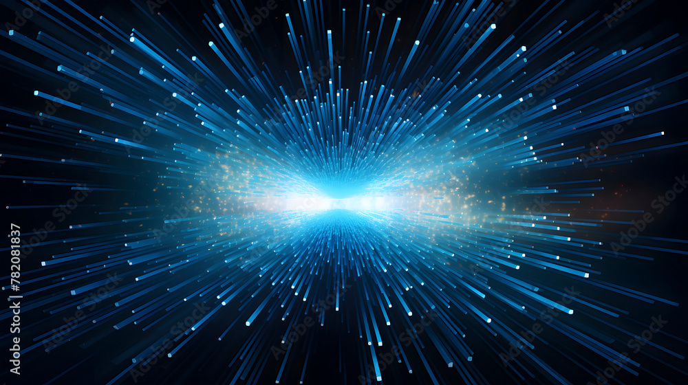 Naklejka premium Digital technology blue glowing ray scene abstract graphic poster web page PPT background
