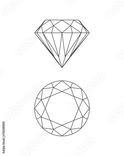 Diamonds graphic icons set. Diamonds signs isolated on white background. Vector illustration
