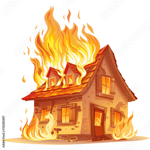 illustration of a house on fire