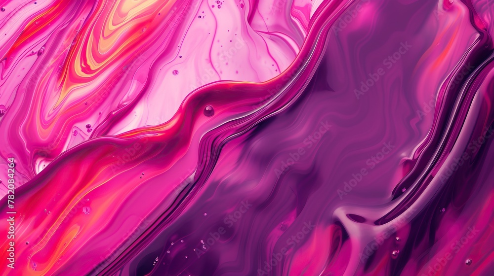 A deep pink and purple abstract painting with a marbled texture.