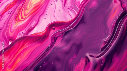 A deep pink and purple abstract painting with a marbled texture.