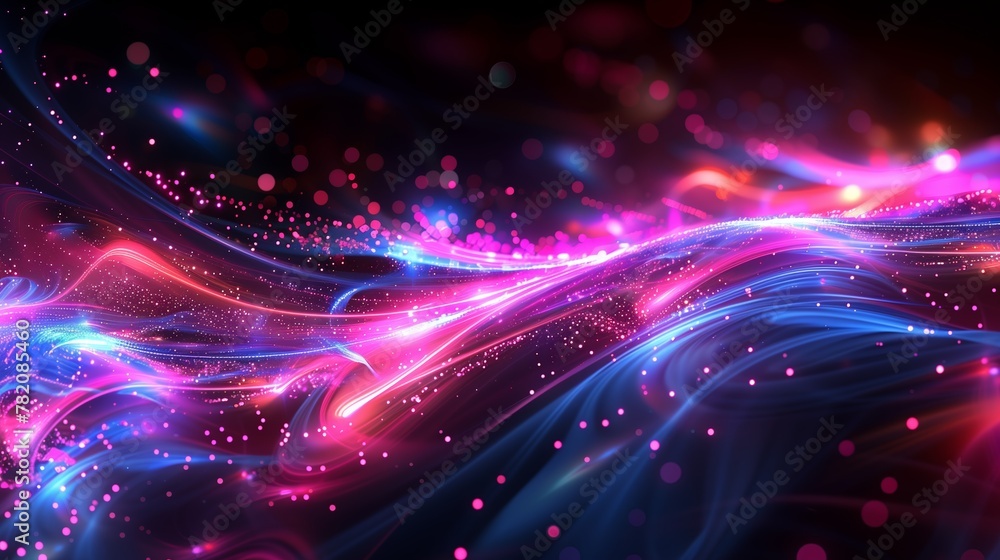 Abstract black and purple background, waves of glowing lines Abstract black and purple background, waves of glowing lines