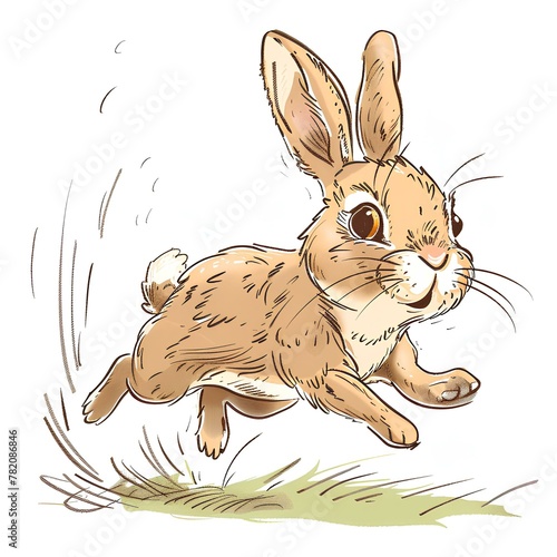 Color hare running on white , graphical illustration generated with AI
