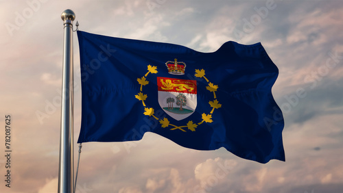 Lieutenant-Governor Of Prince Edward Island Waving Flag Against a Cloudy Sky photo