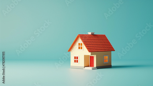 Toy house over a color background - text copy space -  real estate promotion,  residential mortgage, home loan architecture construction.