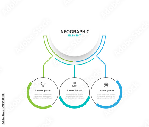 Design template infographic vector element with 3 step line process suitable for business information, workflow, diagram presentation. 