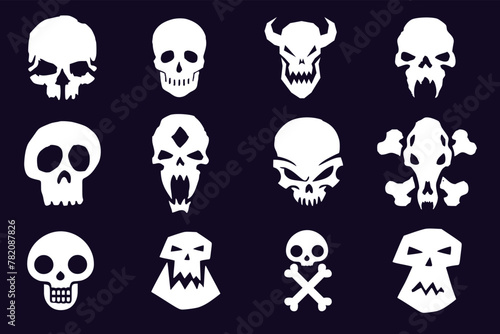 A set of various monster skulls. Skulls for prints