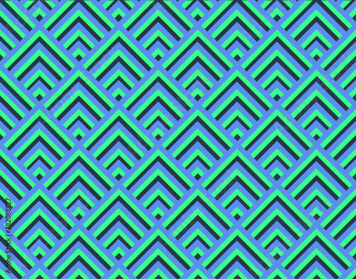 Geometric seamless pattern with triangles for packaging. Blue green seamless pattern on a dark background (ID: 782088827)