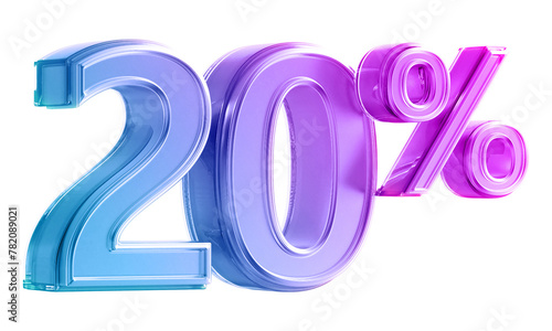 Discount 20 Percent -  3D Gradient Number Promotion