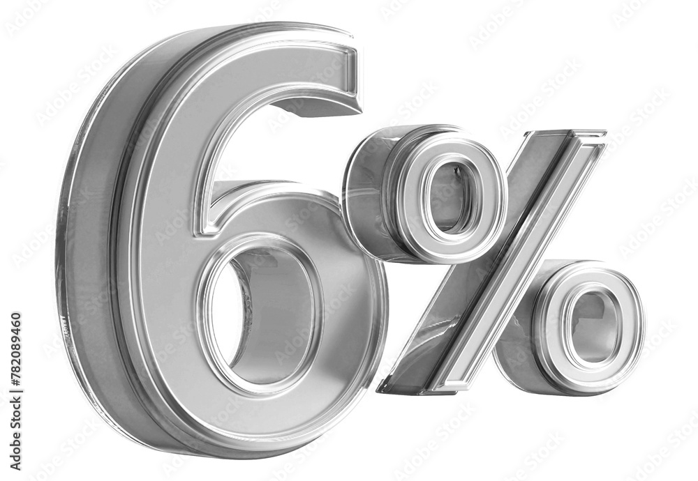 Discount 6 Percent Off Sale - 3D Silver Number Promotion Discount 6 Percent Off Sale - 3D Silver Number Promotion