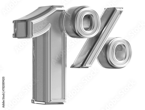 Discount 1 Percent Off Sale -  3D Silver Number Promotion