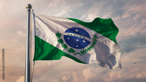 Parana Waving Flag Against a Cloudy Sky