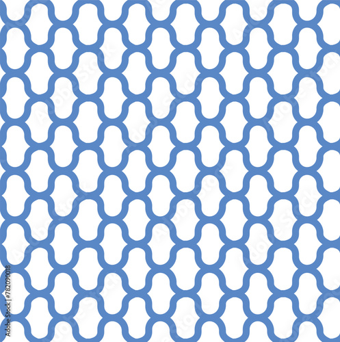 Vector blue pattern for background and packaging. Lattice geometric blue seamless pattern on white background. (ID: 782090018)