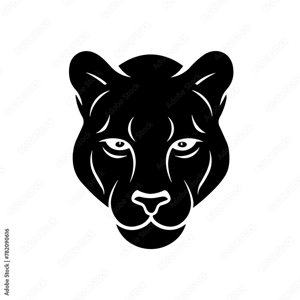 Simple animal panther face isolated black icon. Simple animal panther face isolated black icon.