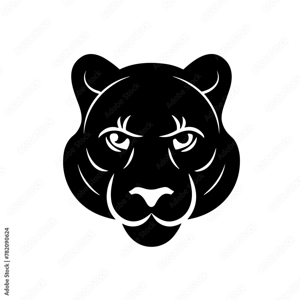 Simple panther face isolated black icon. Simple panther face isolated black icon.