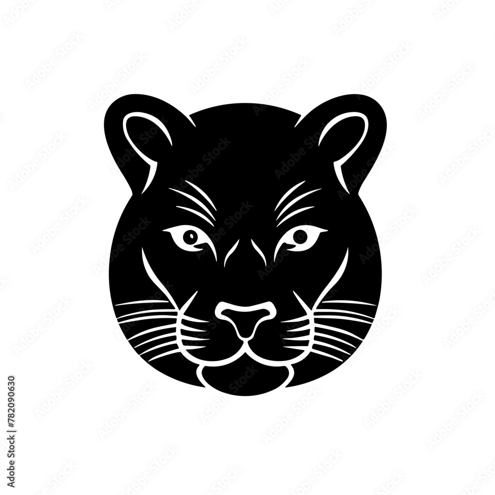 Simple panther face isolated black icon. Simple panther face isolated black icon.