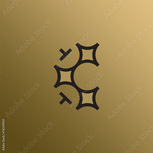 Minimal and Modern layered letter C logo, simple initial C monogram logo vector template, Luxury C in Gold background 