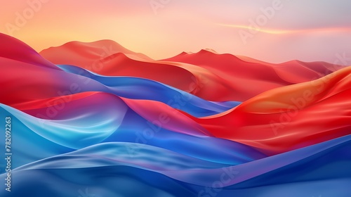 Digital technology red and blue wave abstract poster PPT background