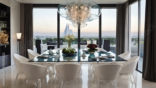 Elegant Dining: A Sophisticated and Modern Glass-Topped Dining Room