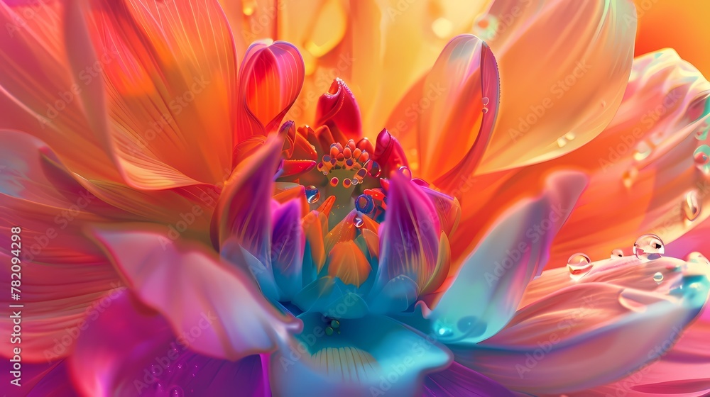 Digital color gradient flower macro perspective poster background Digital color gradient flower macro perspective poster background