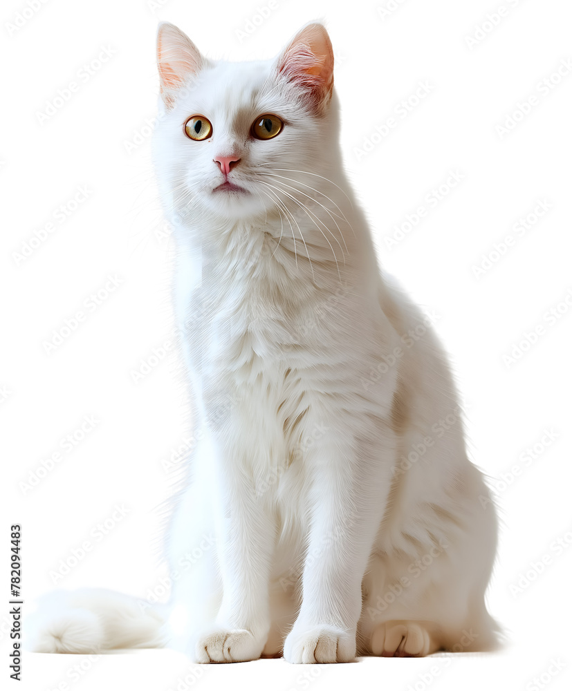 Sitting White Cat Transparent PNG