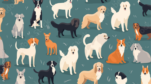 Seamless pattern with dogs of different breeds dog photo