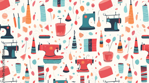 Seamless pattern with tools and accessories for sew
