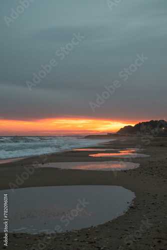 Sunset on Altafulla beach after a heavy storm