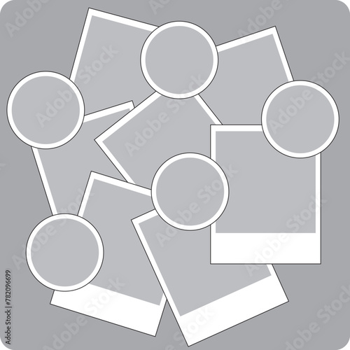 12 photos collage frame vector, photo frame collage