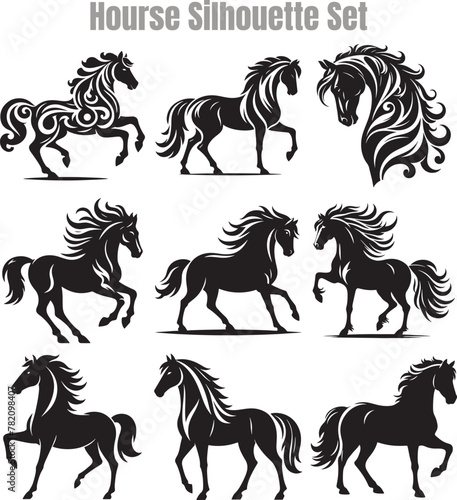 Horse Silhouette Vector Illustration Design Bundle
