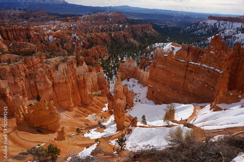 Bryce Canyon with snow in the winter