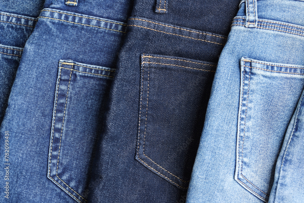 beautiful fashion jeans Stacked in layers at the jeans store beautiful fashion jeans Stacked in layers at the jeans store