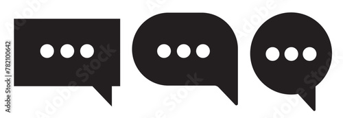 Chat message icon set, Chat speech bubble, Social media message. Vector illustration. Chatting or messaging bubbles with dots flat icon apps and websites.